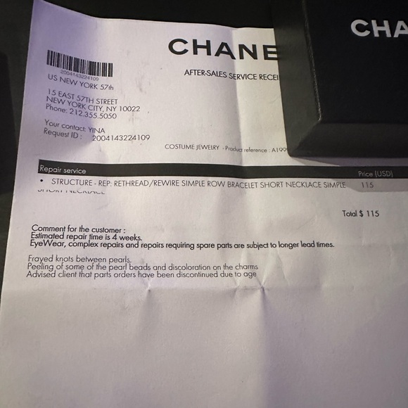 Chanel unique square faux pearl long necklace with black cc - Picture 4 of 4